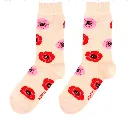 Paire de chaussettes Coquelicots Coucou Suzette rouges et roses sur fond crème.webp