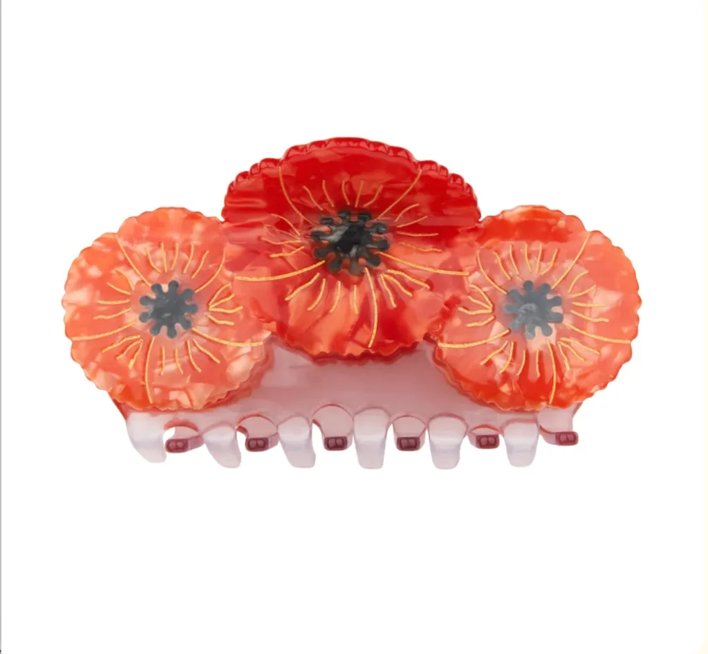Pince à cheveux XL Coquelicots Coucou Suzette avec dents en acétate – vue produit.webp