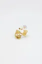 Bague ajustable dorée avec abeille et fleur blanche vue de face | Le Moulin à Paillettes.webp