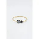 Bracelet jonc doré double pierre facettée noir et gris – vue produit.webp