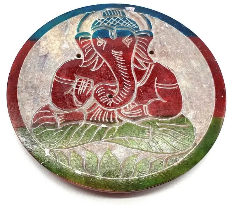 Porte-Encens Pierre Rond Ganesh Dégradé 10cm.webp