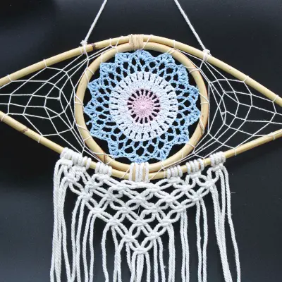 Attrape-Rêve Protection - Moyen Œil Macramé Rose.webp