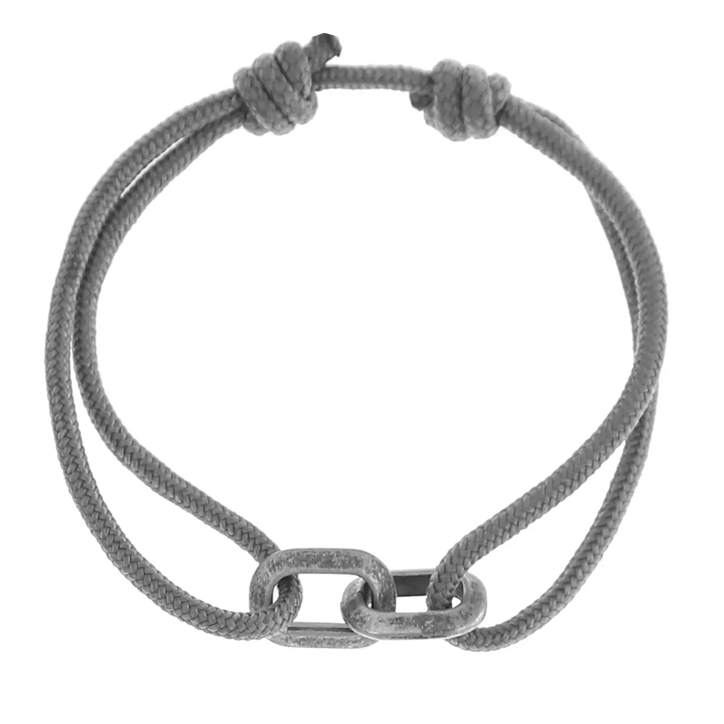 Bracelet cordon noir double tour avec maillon métal argenté – style marin, ajustable.webp