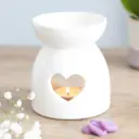 Brûleur d'huile et chauffe-cire cœur blanc