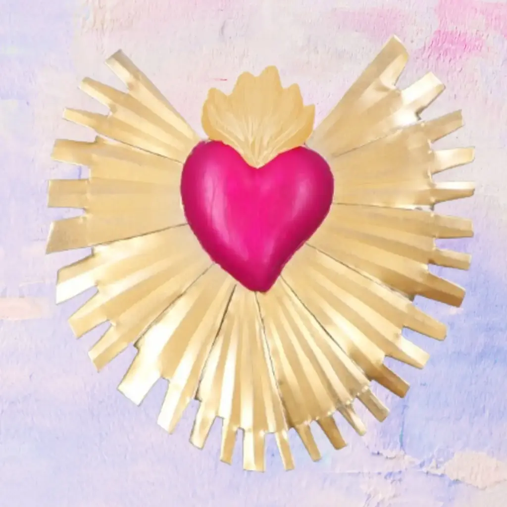 [DECCOEMEXDOR] Cœur mexicain en métal doré ensoleillement