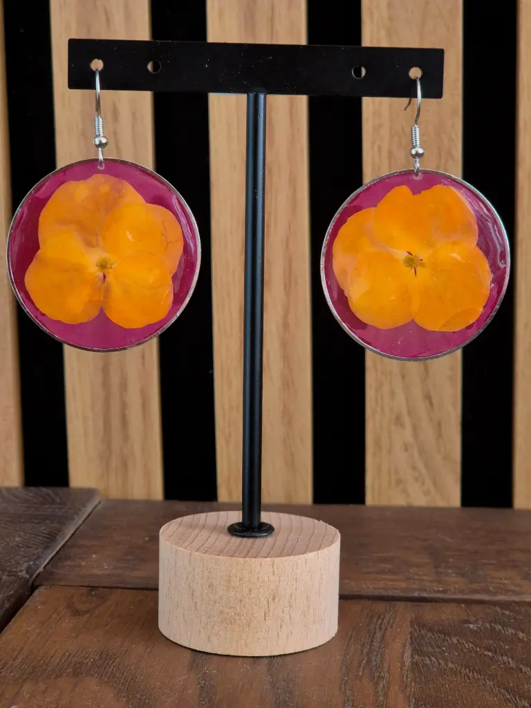 Boucles d’oreilles “Mandarine Framboise”     