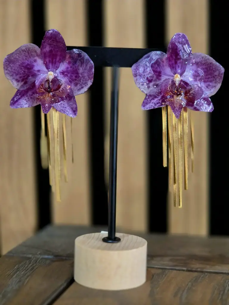 Boucles d'oreilles "Orchidée Comète"  