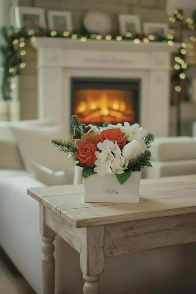 Bouquet de fleurs de savon boîte carrée "souvenir d'enfance"  