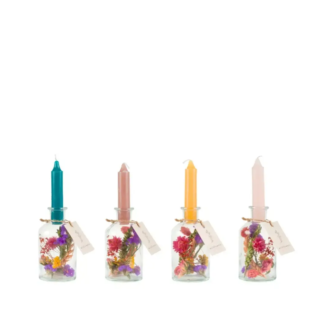 Bougeoirs fleurs séchées