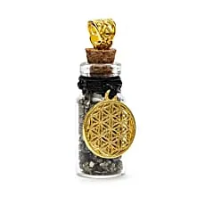 Amulettes de Protection, Fiole Talismane (Pyrite et fleur de vie)