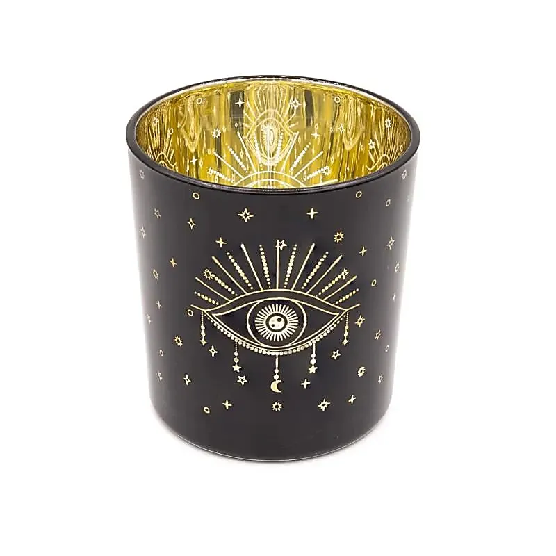 Photophore Œil doré – verre métallisé noir