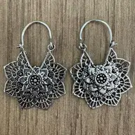 Boucles d’oreilles en laiton argenté – motif mandala