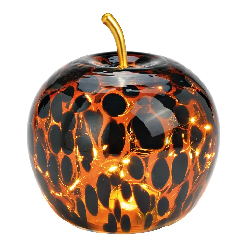 Pomme décorative en verre ambré – LED intégrées