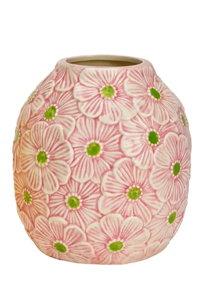 Vase décoratif en céramique fleur – jaune ou rose (Rose)