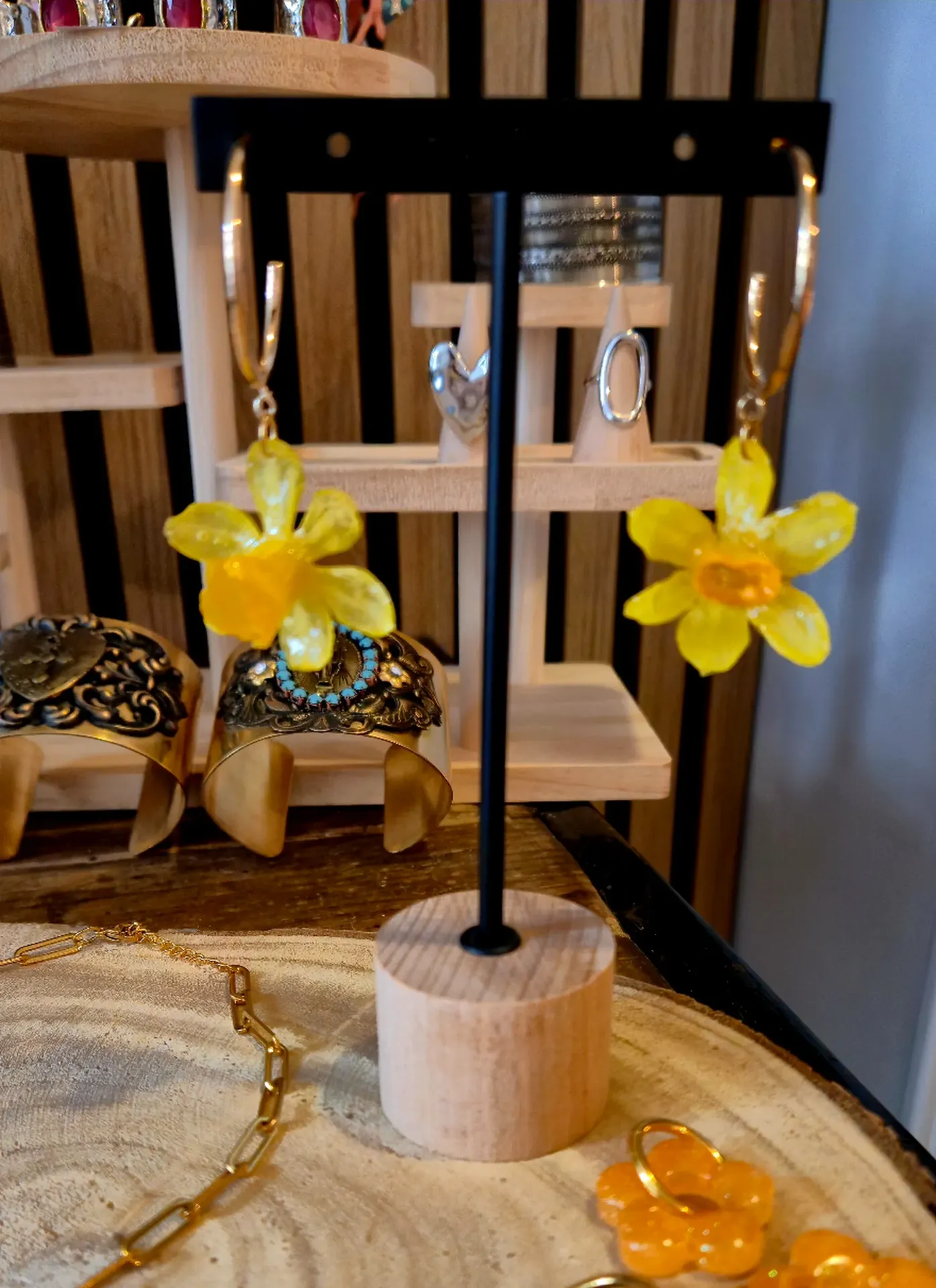 Boucles d'oreilles Créoles Fleur Soleil