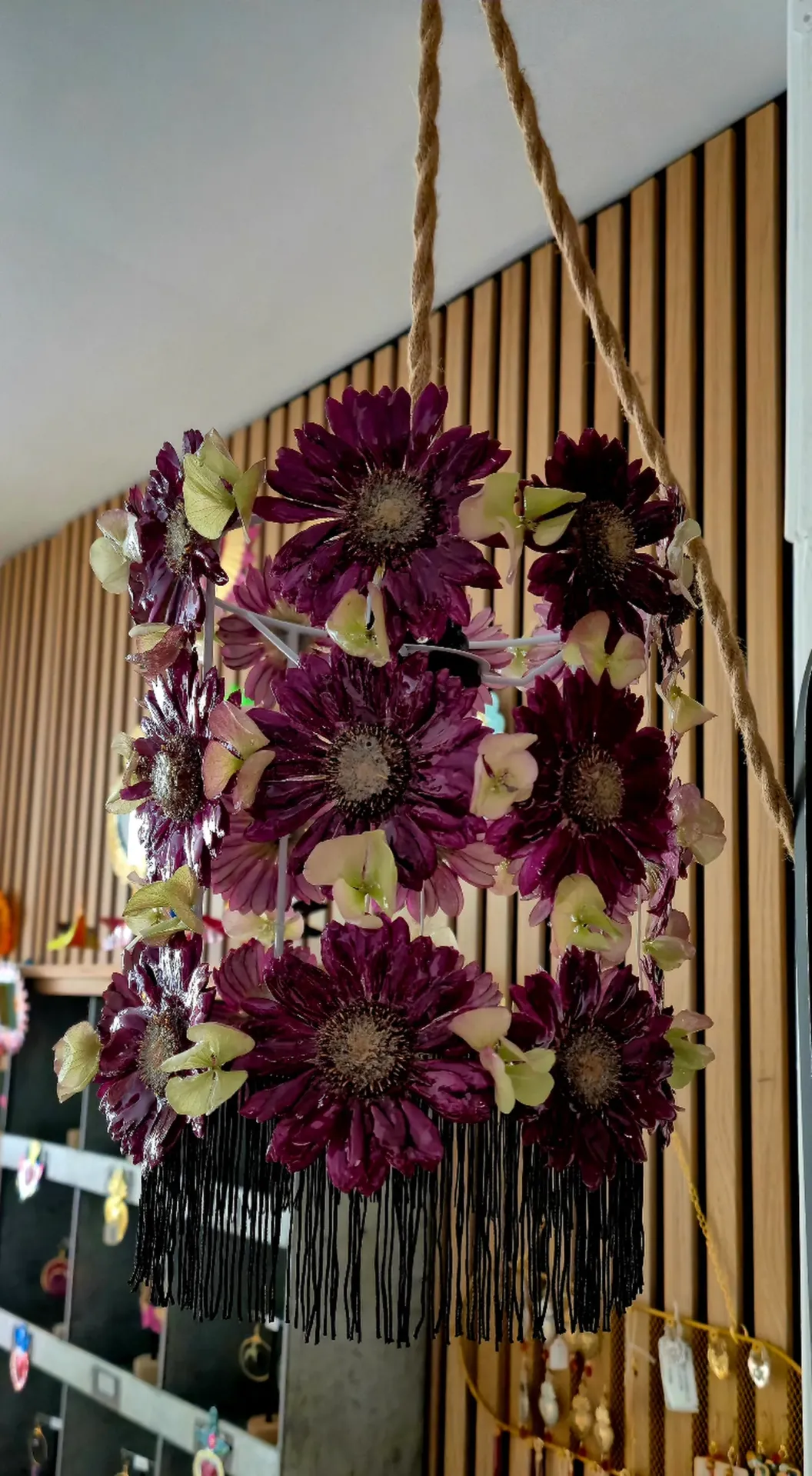 Luminaire Floral “Nocturne” – Gerbéra & Hortensia