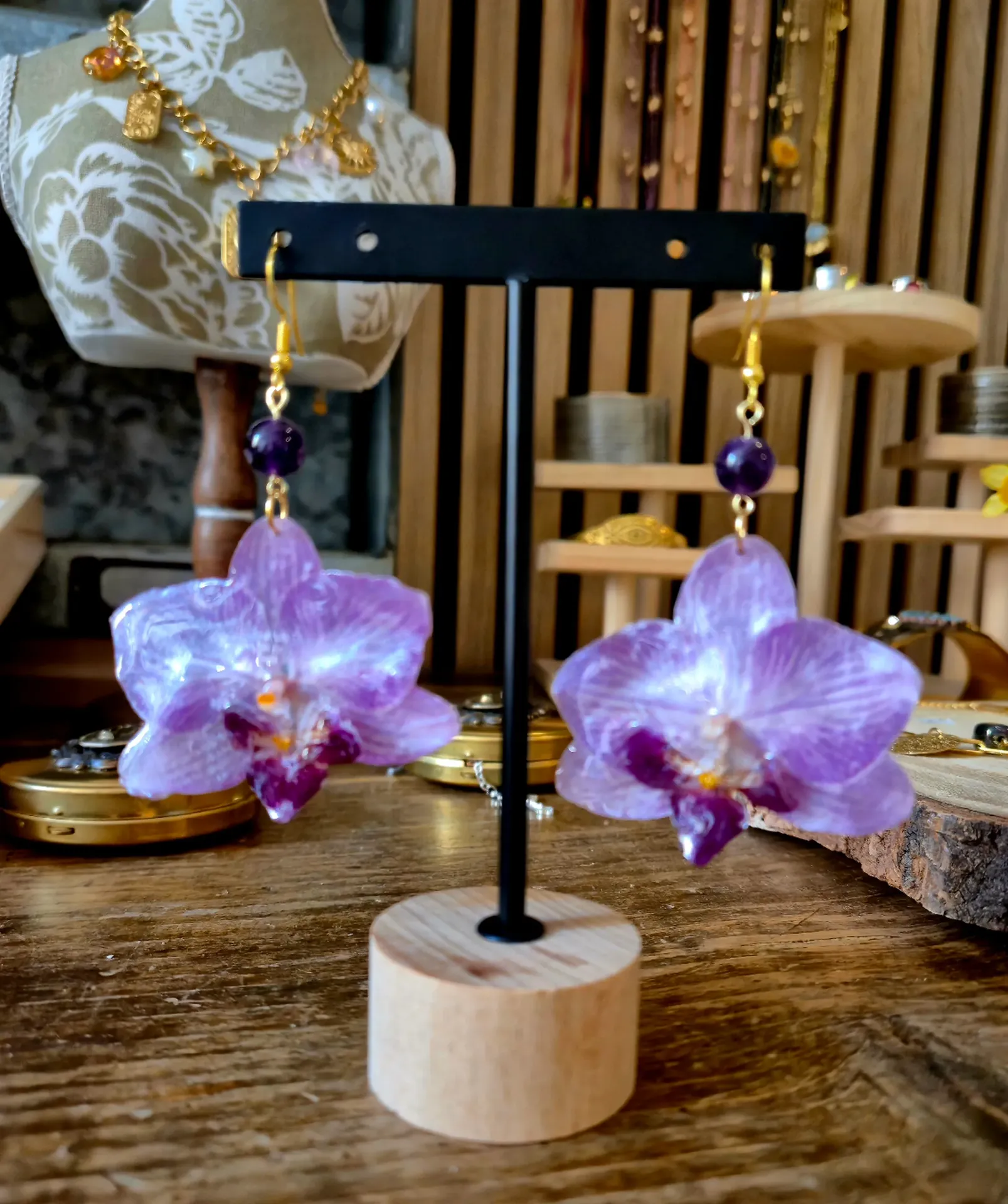 Boucles d'oreilles "Lueur d’Orchidée"