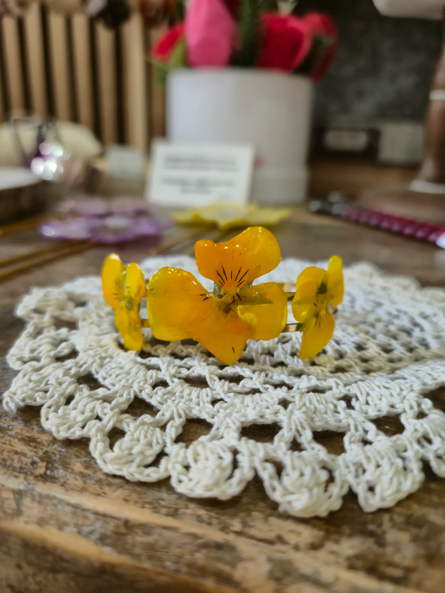 Bracelet Jonc Pensées Jaunes