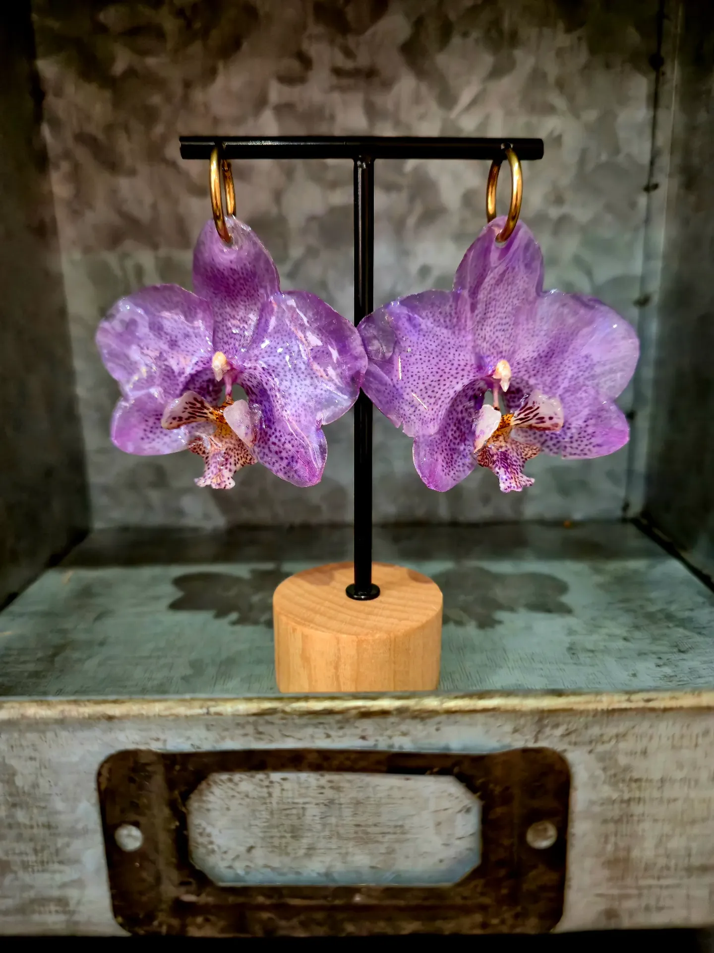 Boucles d’oreilles Orchidée Lavande