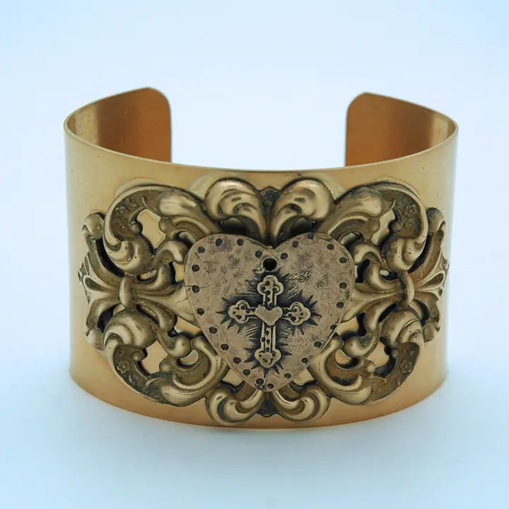 [MODMANCRO] Manchette vintage en forme de cœur et de croix