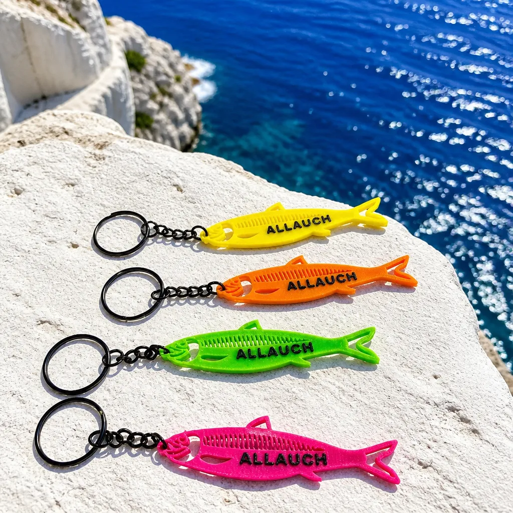 Porte-clés Sardine "Allauch" – Made Marseille (Rose)
