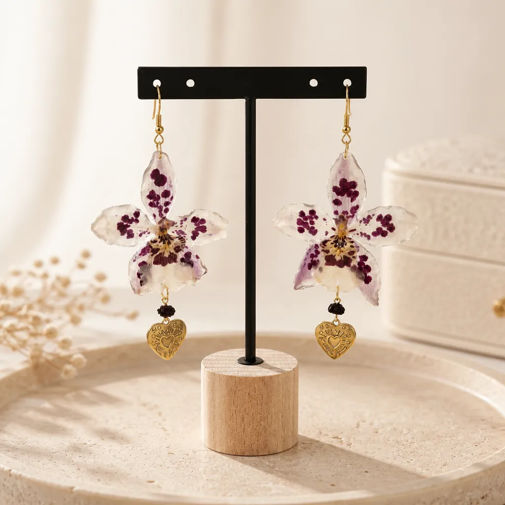 Boucles d'oreilles "Lune Bougainvillier"