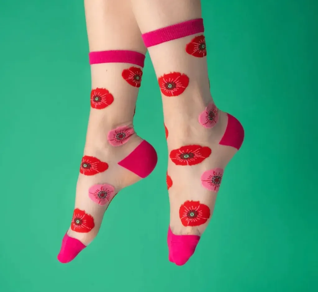 Chaussettes transparentes Coquelicot