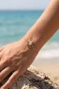 Bracelet Fleur de lotus dorée & strass