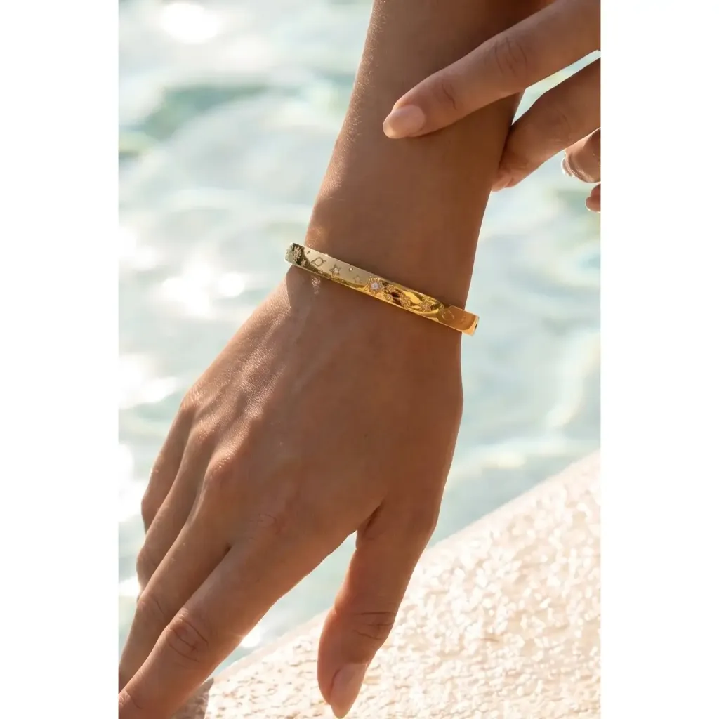 Bracelet jonc céleste gravé