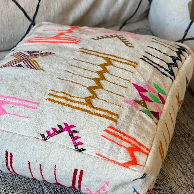  Housse de coussin de sol coloré – Laine et coton