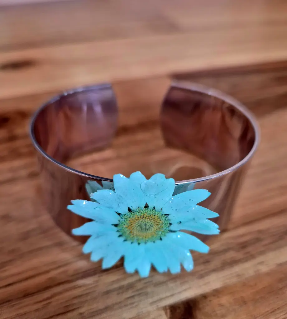 Manchette acier inox "Blue Daisy"