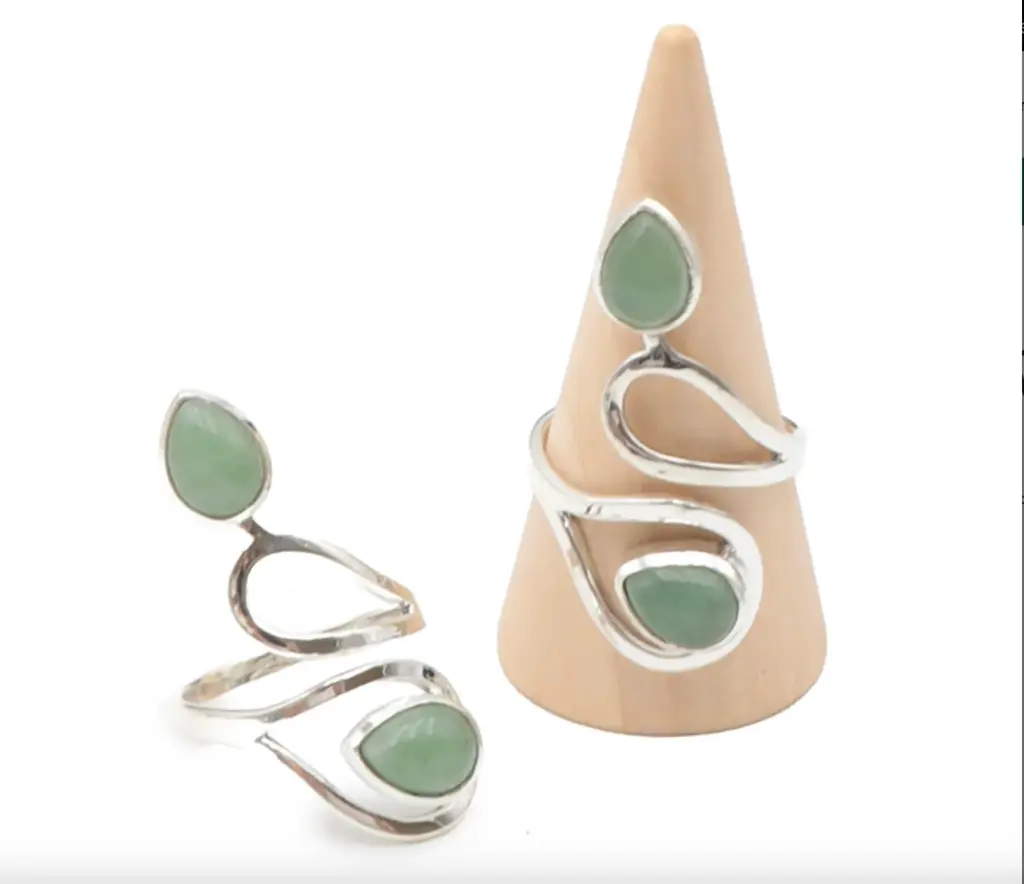 Bague argent 925 Aventurine verte