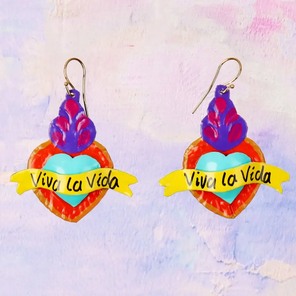 Boucles d'oreilles mexicaines en forme de cœur Ex Voto