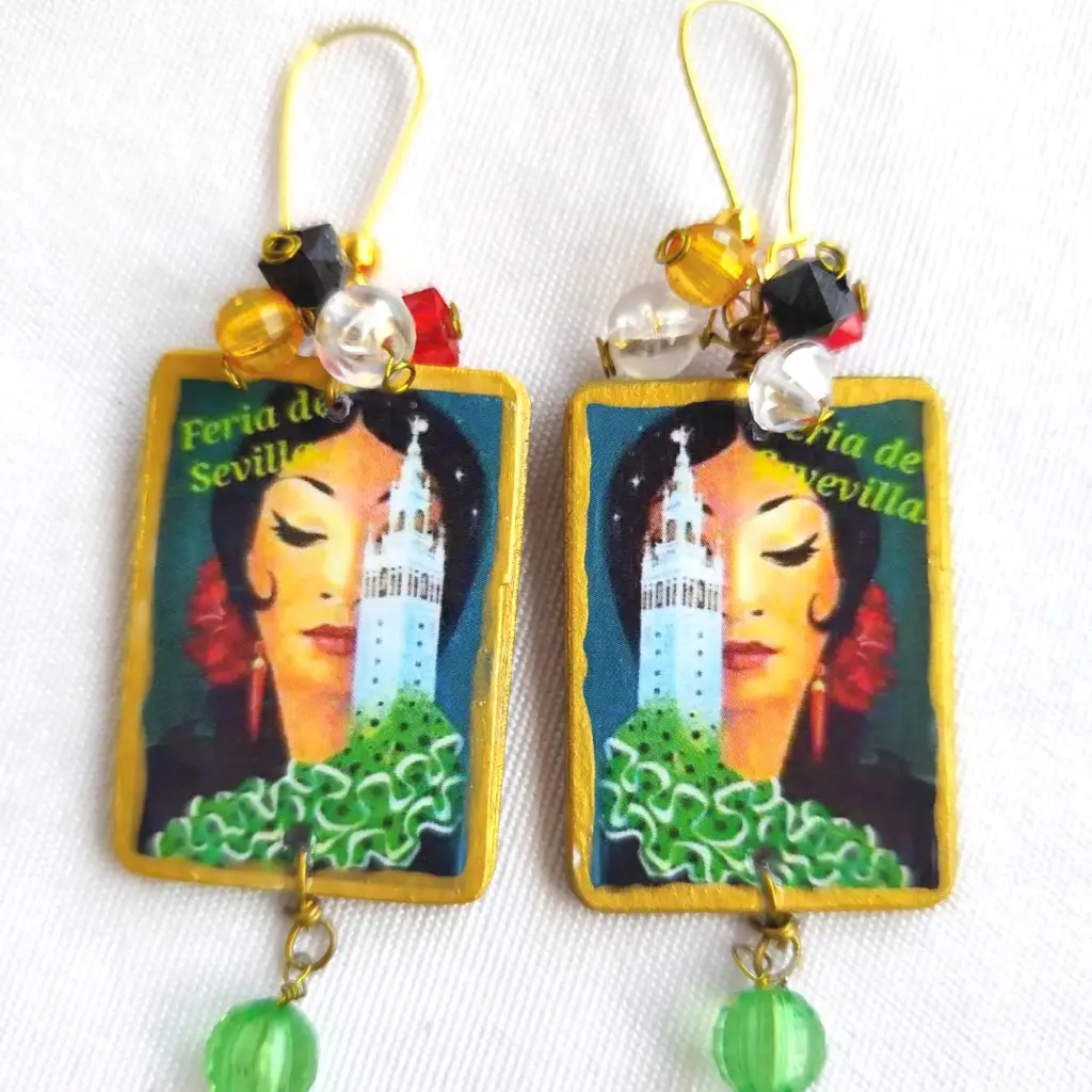 Boucles d'oreilles pendantes flamenca sévillane