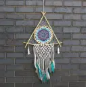 Attrape-Rêve Protection - Gde Pyramide Macramé Turquoise