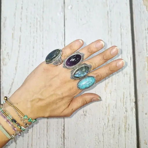 [BAGARGPIERRES] Bague métal pierres XXL