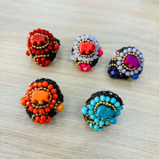 [BAGPERLES] Bague avec perles colorées 