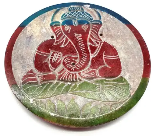 [PEP2352] Porte-Encens Pierre Rond Ganesh Dégradé 10cm