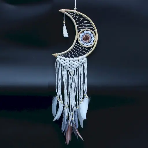 Attrape-Rêve Protection - Petite Lune Macramé Pastel